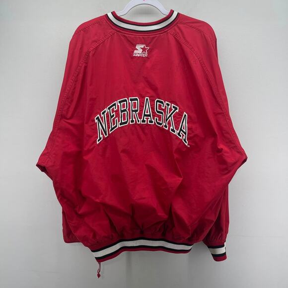Vintage Nebraska Cornhuskers Starter Red Varsity Snap Button Jacket Autographed‎ - Picture 2 of 8